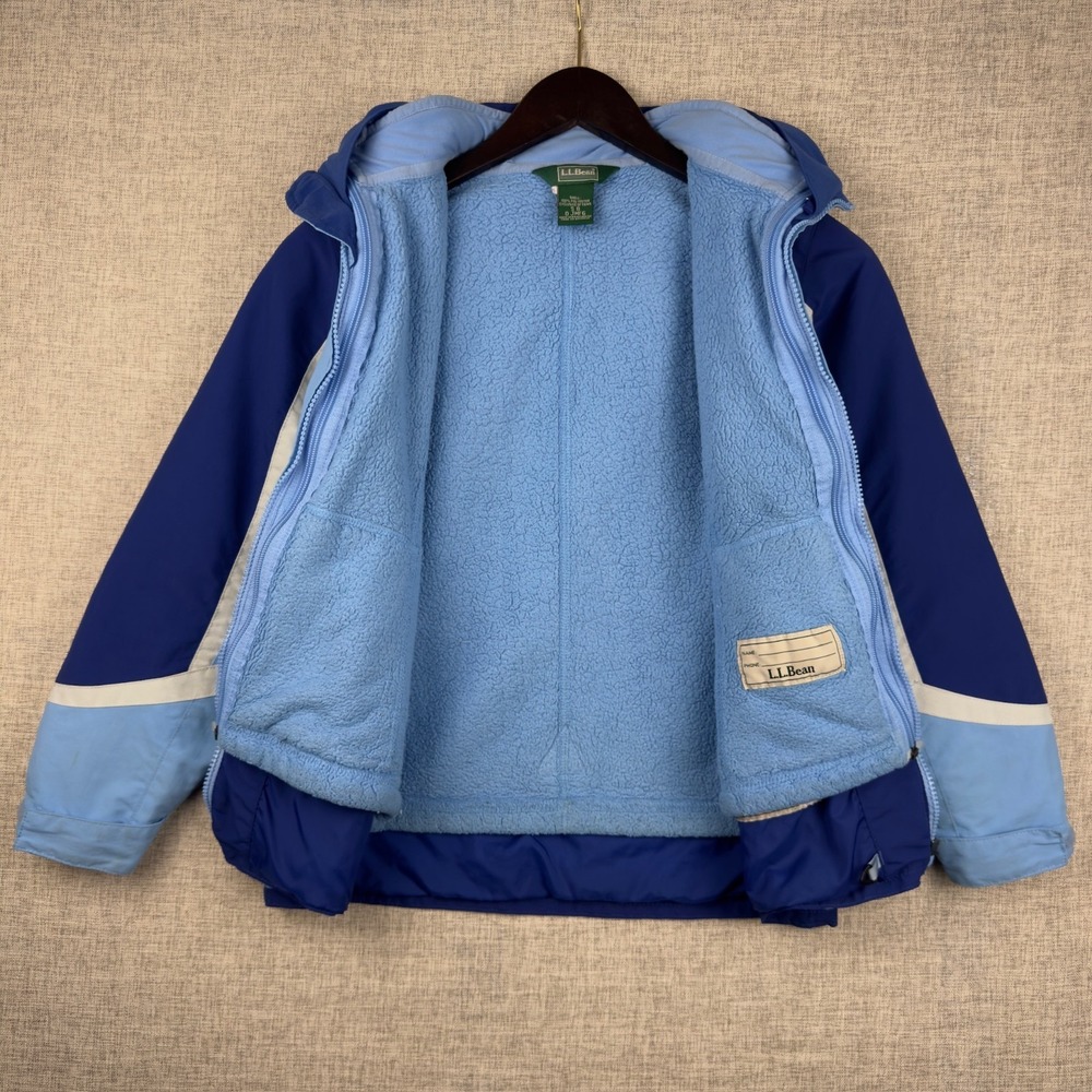 L.L.Bean Girls 8 Blue Ski Jacket Fleece Lined Hooded Winter Coat - Picture 3 of 16
